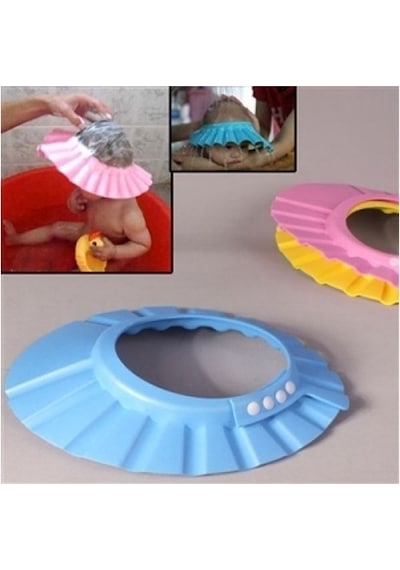 Bebek Banyo Şapkası Düğmeli Kulaklıklı Pembe