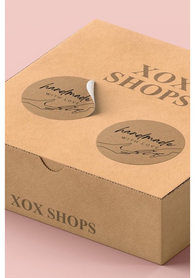 Handmade With Love Kraft Sticker 3x3cm St2276 Çok Renkli
