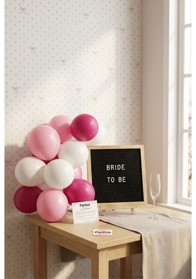 Bekarlığa Veda Bride To Be Süsleme Mini Set Siyah Keçe Yazı Panosu Standlı Balon Zincirli Yetişkin