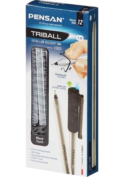 Pensan Triball Tükenmez Kalem 12'li Siyah