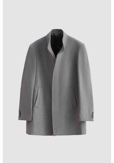 D's Damat Ds Damat Regular Fit Gri Hakim Yaka Kaşe Kaban 5HF08ORT10002 Gri