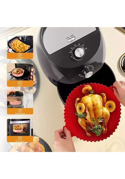 Fritöz Airfryer Silikon Pişirme Tepsisi Kullanımlık Sepet Mikro Dalga Fırın Için Uygun Silikon Pembe Diğer
