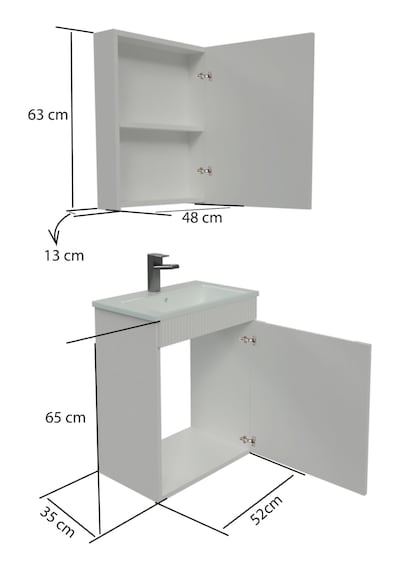 Banyo Dolabı Aynalı Cnc İşlemeli Membran Kapaklı 55 Cm Yeşil