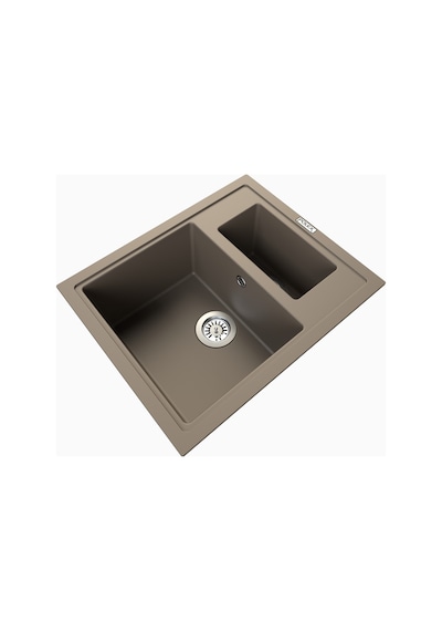 Polex Cristalüx Granit Evye P-04 Toprak 1.5 Gözlü Tezgah Altı Ve Tezgah Üstü Kare Mutfak Evyesi 59.5x49 CM
