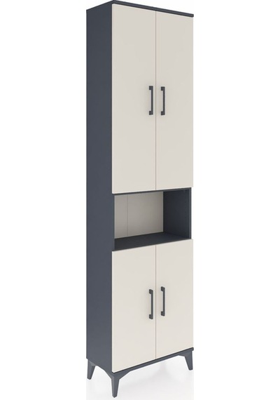 Arges Dolap 5 Raflı 4 Kapaklı 60x30x221 Antrasit-aytaşı Antrasit