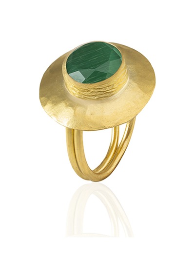 Kadir Jewellery 22 Ayar Altın Kaplama Zirkon Taşlı Kadın Vintage Yüzük Ördek Yeşil