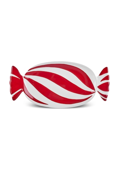 Karaca New Year Yılbaşı Candy Twist Kayık Tabak 41 Cm Kırmızı
