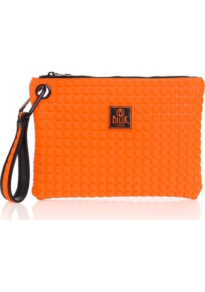 Bilik Deri Turuncu Kumaş Kadın Portföy & Clutch Çanta Melis