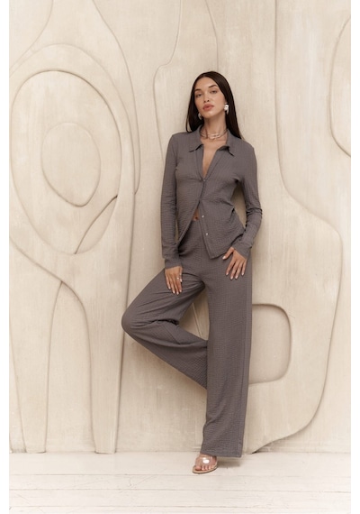 Mai Collection Mai Studios Co. Juno Füme Gömlek Pantolon Takım Füme