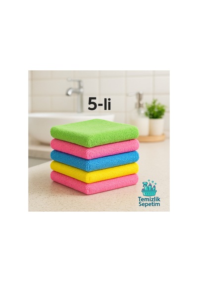 Mikrofiber Temizlik Bezi - 5 Adet - 40x40 Cm Yüksek Emicilik Renkli Çok Amaçlı Bez Diğer