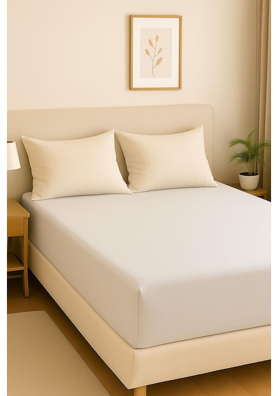 140 X 200 Cm Düz Pamuklu Tek Kişilik Lastikli Fitted Penye Çarşaf Beyaz