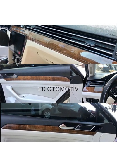 Volkswagen Passat B8 Fındık Ağacı + Parlak Siyah Full Özel Set Torpido Konsol Maun Kaplama