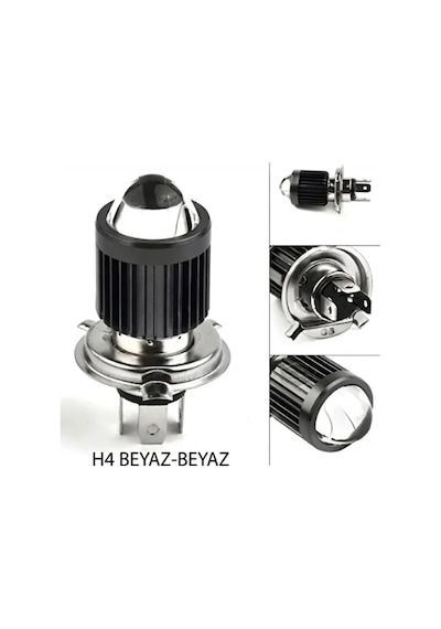 Toyota Corolla E90 1987-1992 H4 Led Far Ampulü Beyaz Işık Canbus Mini Lensli 2'li Set