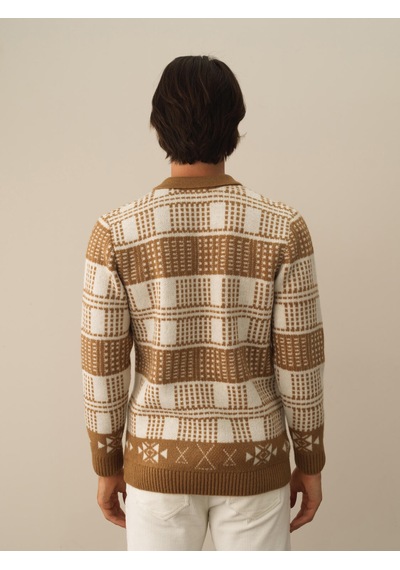 Xint Camel Lüks Pamuk Dokulu Regular Fit Kazak 801760