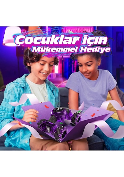 Mj Toys Uzaktan Kumandalı Şarjlı Led Işıklı Bilekten Kontrollü Araba Akrobat Drift Stunt 4x4 Oyuncak Araba Mor