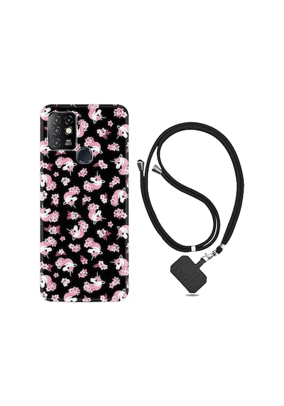 Infinix Hot 8 Kılıf Boyun Askılı Unicorn Flowers 1406