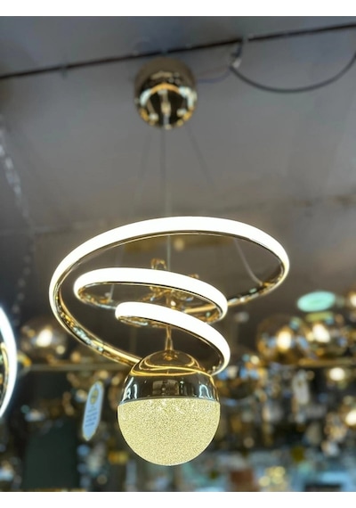 Kasırga 3 Renk Gold Sarı Beyaz Ve Gün Işığı Luxury Led Avize Kristal Taşlı Concept Çok Renkli