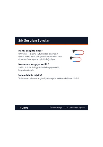 Trobus Fuse Tap Sigorta Çoklayıcı Mikro Bıçak Tipi Adaptör 2 Adet Diğer