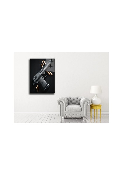 Silah Dolar Cam Tablo Modern Dekorasyon Temalı Dekoratif Duvar Tablosu, Salon, Ev Ve Ofis Dekoru, 35x50 Cm
