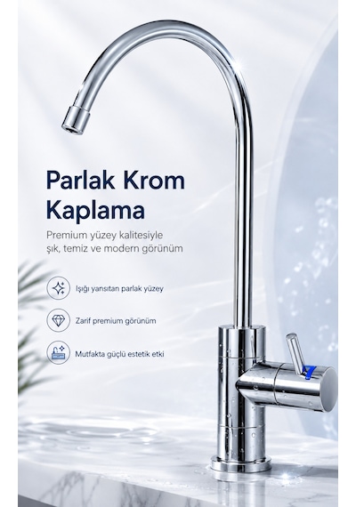 Ncps803cp-l Nsf Sertifikalı Led Li Krom Su Arıtma Musluğu Gümüş