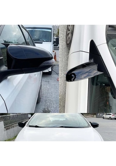 Toyota Corolla E170 2013 2014 2015 2016 2017 2018 Uyumlu Yarasa Batman Ayna Kapağı Takımı Parlak Siyah