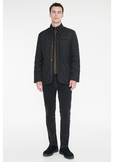 AC&Co / Altınyıldız Classics Erkek Sıyah Standart Fit Normal Kesim Dik Yaka Yan Cepli Overcoat Siyah