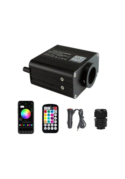 Qj-009 + Qjl016 Rgb Fiber Optik Led Işık Seti 4 M. Uzaktan Kumanda Meteor Yağmuru Işığı Rgb 3lü Set Çok Renkli