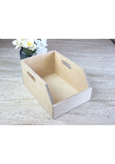 Doğal Huş Ağacından Verniksiz 7 İnç Plak Kutusu - Organizer Kutu - Birch Wood 7" Record Box Natural