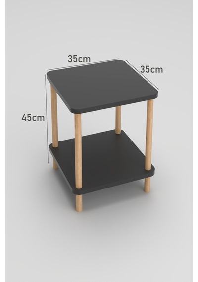 35x35 Cm Kare İki Katlı Ahşap Komodin Çok Amaçlı Sehpa Yatak Odası Baza Yanı Ayak Yükseklik 45 Cm - Antrasit Gri 35x35 Cm Kare İki Katlı Ahşap Komodin Çok Amaçlı Sehpa Yatak Odası Baza Yanı Ayak Yükseklik 45 Cm - Antrasit Gri