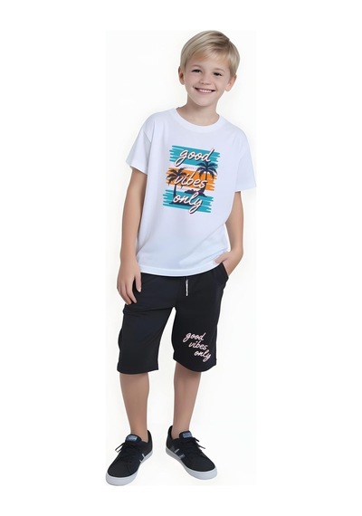Fyk Kids Kids Erkek Çocuk Yazlık Good Vibes Only Baskılı Alt-üst Takım Beyaz Fyk Kids Kids Erkek Çocuk Yazlık Good Vibes Only Baskılı Alt-üst Takım Beyaz