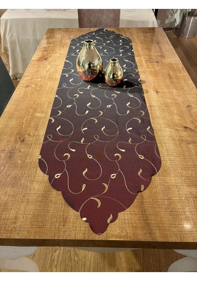 Finezza Nakışlı Runner Bordo Vişne Rengi 40x140 Cm 760 Çok Renkli