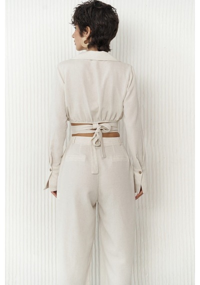 Mai Collection Mai Studios Co. Estila Bej Crop Pantolon Takım Bej