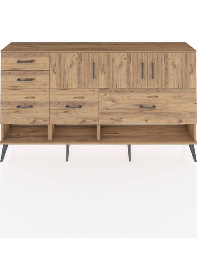 Arges Konsol 3 Raflı 5 Çekmeceli 3 Kapaklı 176x30x99 Çam-çam Atlas Çam - Atlas Çam