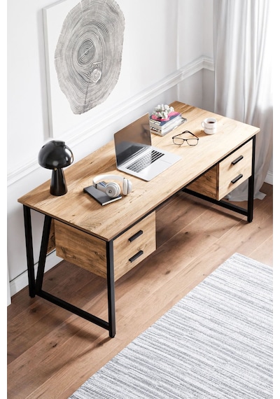 Ms2c Çalışma Masası, Ofis Masası - 70x160 Cm - Çam - 4 Çekmeceli Ms2c - 4 Çekmeceli - Çam