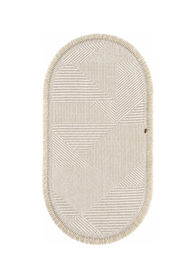 Vega 1454 Krem Oval Modern Hav Toz Tutmayan Koridor Salon Yatak Odası Oturma Odası Banyo Halısı