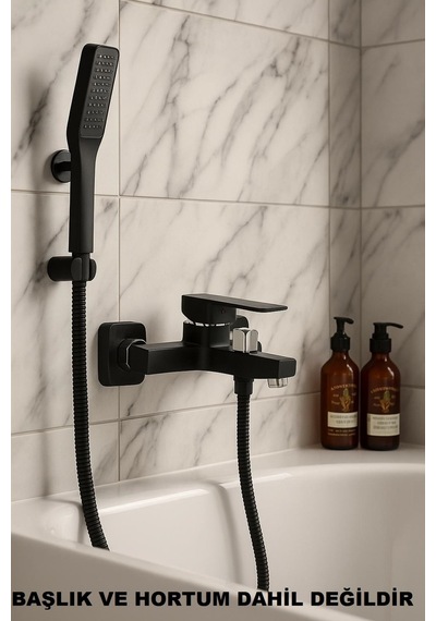 Rena Design Kare Siyah Banyo Bataryasi Ağir Prinç Gövde Yüksek Kalite Musluk Köşeli Şik Modern Tasarim