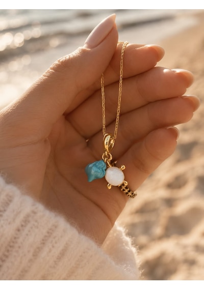Altın Kaplama Kaplumbağa Charm Kolye