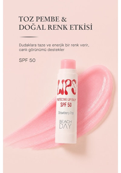 Beach Day Lips Strawberry Pop 50f 5g Dudak Koruyucu Çilekli