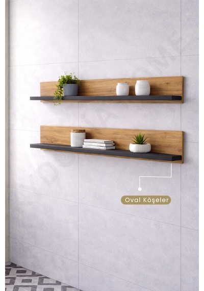 Duvara Monte Katlanır Masa & 2 Li Raf Seti Antrasit Çam 60x90 Cm Antrasit - Çam