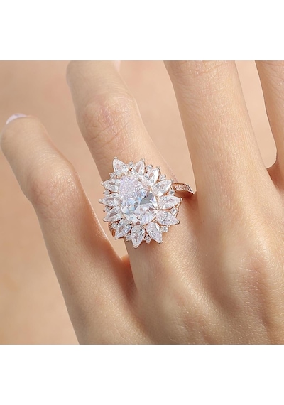 Mia Vento Effective Diamond Londra Tutkusu Rose Renk Işıltılı Gümüş Yüzük