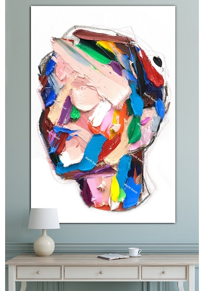 Yüzler Fırça Darbeli Görünümlü Soyut Modern Sanat Kanvas Tablo  120 x 80w