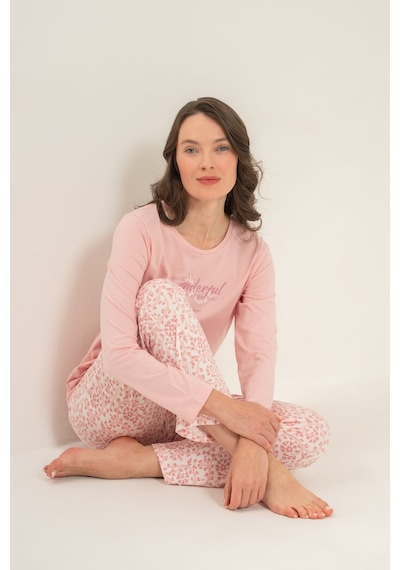 Pierre Cardin Most Wonderful Time Of The Year Kadın Pembe Uzun Kol Pijama Takım Pc9269-s-v2 Pc9269-s-v2
