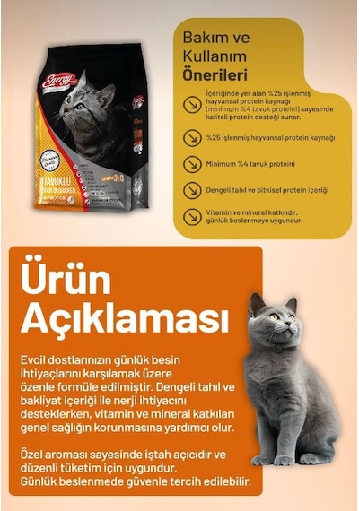 Energy Cat Food Tavuklu Yetişkin Kedi Maması 1kg