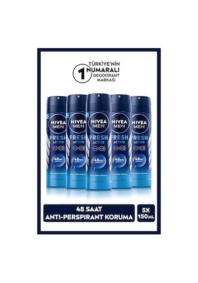 Nivea Men Fresh Active Erkek Sprey Deodorant 5 x 150 ML