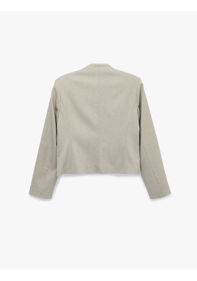 Koton Viskon Karışımlı Cep Detaylı Süs Düğmeli Uzun Kollu Hakim Yaka Military Blazer Ceket Bej 7wak50066uw Ekru