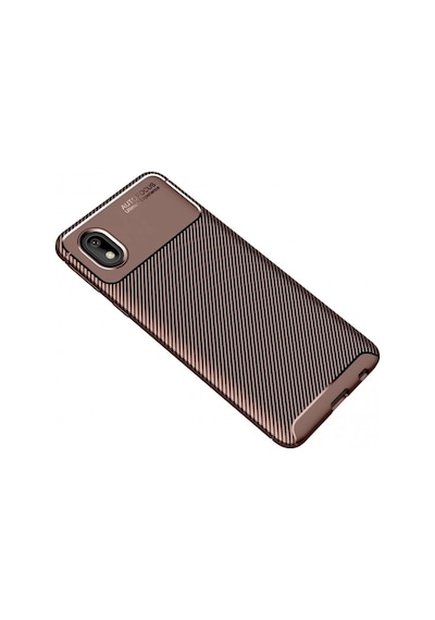 Samsung Uyumlu Galaxy A01 Core Uyumlu Kılıf Auto Focus Karbon Kapak - Kahverengi
