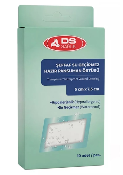 Ds Plus Şeffaf Su Geçirmez Pu Yara Örtüsü 5x7,5 Cm 10'lu