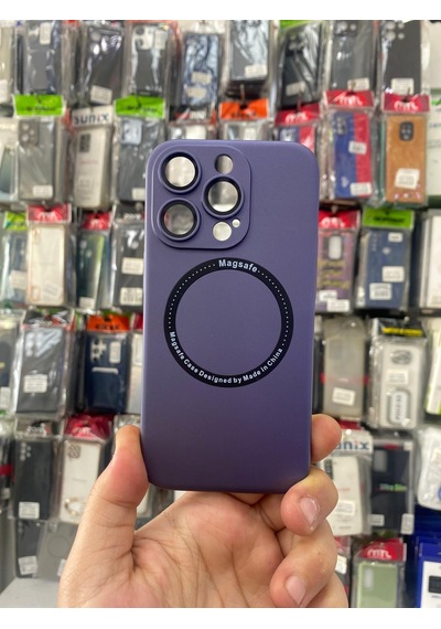Apple Uyumlu iPhone 13 Pro Max Uyumlu Magsafe Özellikli Zoom İnce Sert Kapak Kamera Korumalı Mor -