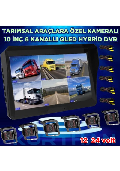 Qled Ekran 10'' Dvr Monitör 6 Adet Metal Kasa Bus Kamera 12 24 V