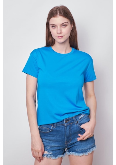Jument Kadın Sıfır Yaka Kırışmaz Span Karışımlı Şık Kısa Kol Likralı T-shirt Bluz-mavi Mavi Jument Kadın Sıfır Yaka Kırışmaz Span Karışımlı Şık Kısa Kol Likralı T-shirt Bluz-mavi Mavi